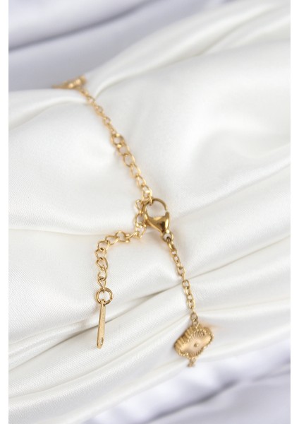 316L Çelik Gold Renk Yonca Kadın Bileklik fiyatları