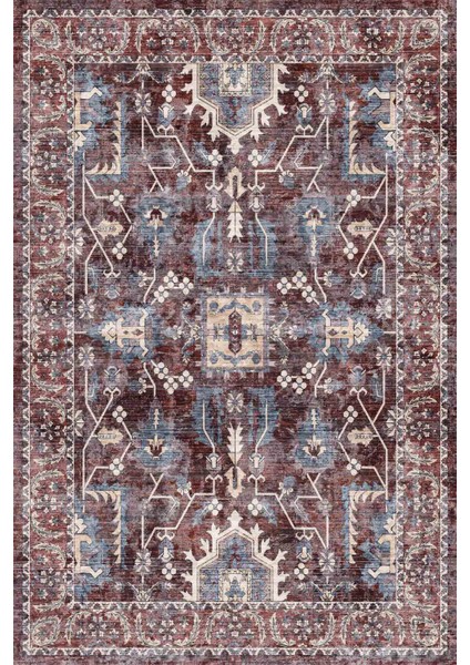Mars Halı Geleneksel Osmanlı Motifli Bordo Eskitme Halı MARS2260