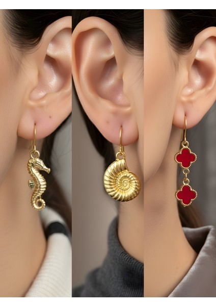 Trend Sembol Figürlü 3’lü Kadın Küpe Set