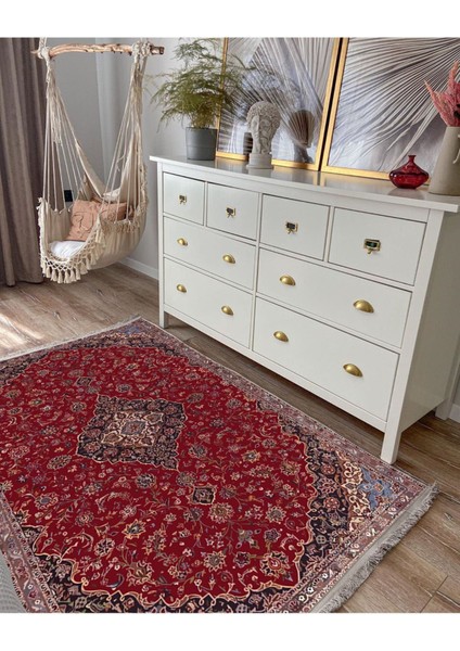 Mars 2167 Etnik Desenli Yıkanabilir Kaymaz Tabanlı Salon Halısı, Koridor ve Mutfak Halısı Kilim