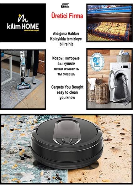 Mars 2091 Patchwork Desenli Yıkanabilir Kaymaz Salon Halısı, Koridor ve Mutfak Halısı