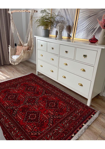 Bordo Otantik Desenli Yıkanabilir Kaymaz Tabanlı Salon Koridor ve Mutfak Halısı Marss 2168 modelleri