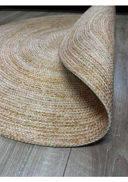 Boho 977 Jüt Hasır Etnik Desenli Oval Jüt Örme Doğal Hasır Natural Oval Halı indirimleri