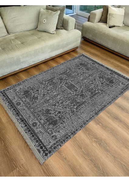 Mars Serisi Gri Tonlarında Eskitme Antika Desen Kaymaz Taban Şönil Halı fiyatları