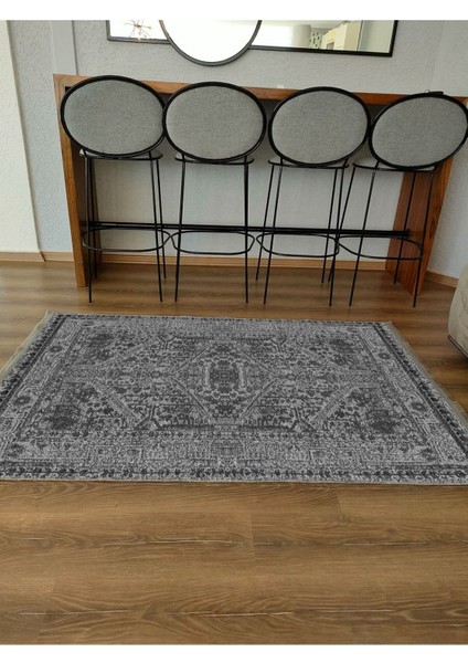 Mars Serisi Gri Tonlarında Eskitme Antika Desen Kaymaz Taban Şönil Halı indirimleri