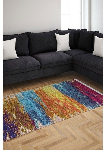 Mars Serisi Hardal ve Bordürlü Çiçek Desen Kaymaz Taban Şönil Halı modelleri