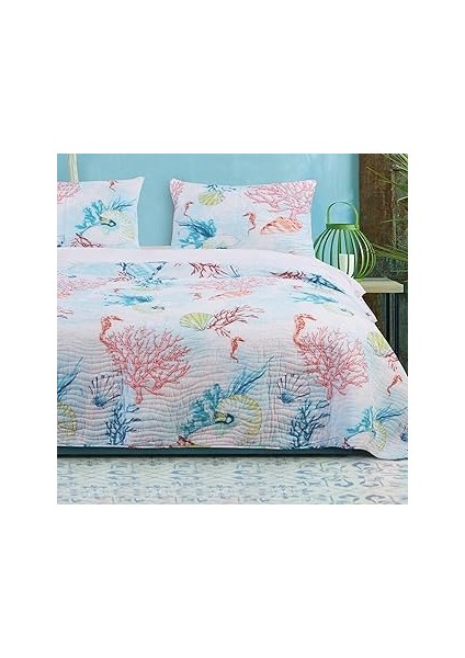 Barefoot Bungalow Sarasota Yorgan Seti, King, Çok Renkli