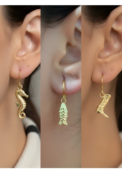 Trend Sembol Figürlü 3’lü Kadın Küpe Set