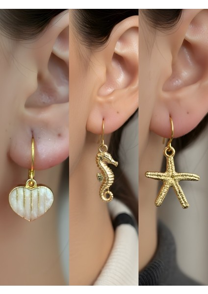 Trend Sembol Figürlü 3’lü Kadın Küpe Set