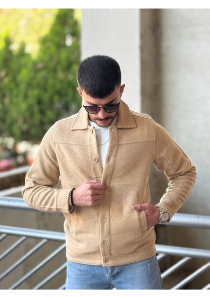 Slimfit Kesim Erkek Kaşmir Yandan Cepli Gömlek-Bej fiyatları