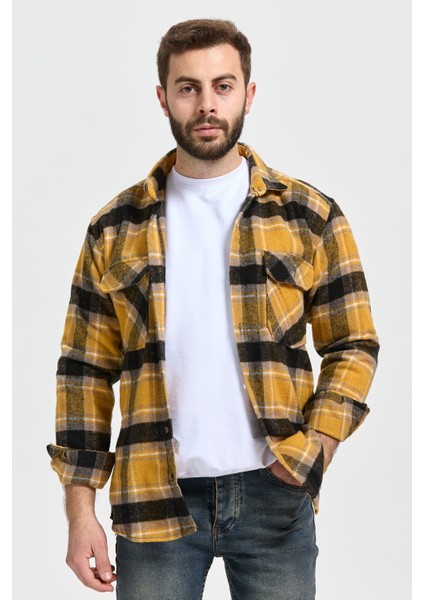 Slimfit Kesim Erkek Cift Cepli Oduncu Gomlek-Sarı fırsatları