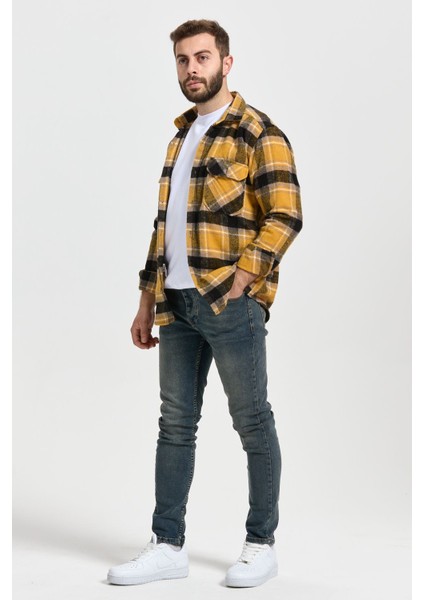 Slimfit Kesim Erkek Cift Cepli Oduncu Gomlek-Sarı indirimleri