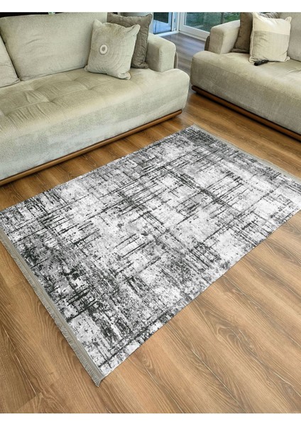 Mars Halı Gri Tonunda Dekoratif Kilim Salon Halısı Peluş Halı Saçaklı Yıkanabilen Halı fiyatları