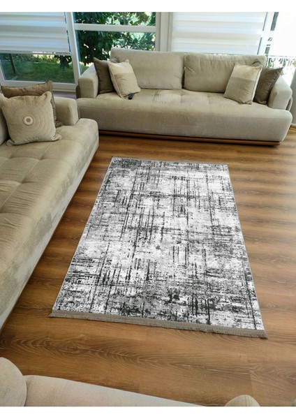 Mars Halı Gri Tonunda Dekoratif Kilim Salon Halısı Peluş Halı Saçaklı Yıkanabilen Halı fırsatları