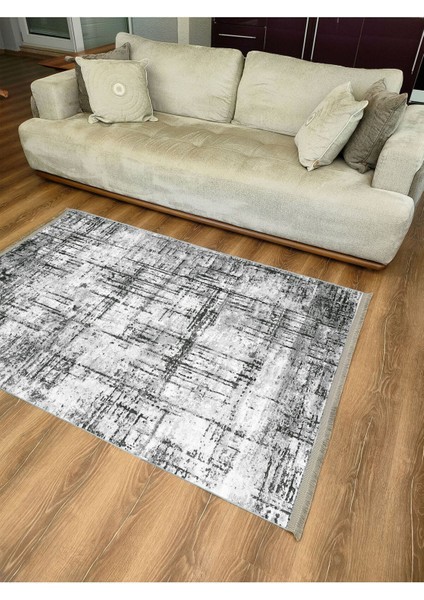Mars Halı Gri Tonunda Dekoratif Kilim Salon Halısı Peluş Halı Saçaklı Yıkanabilen Halı indirimleri