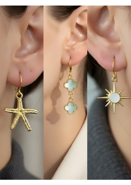 Trend Sembol Figürlü 3’lü Kadın Küpe Set