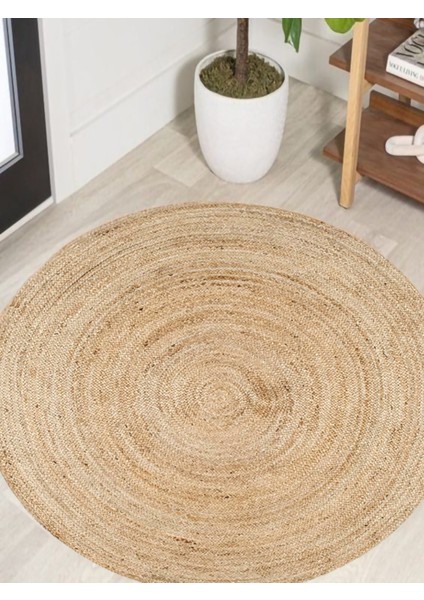Boho 939 Doğal Hasır Jüt Desenli Örgü Yuvarlak Natural Çift Taraflı Halı fiyatları