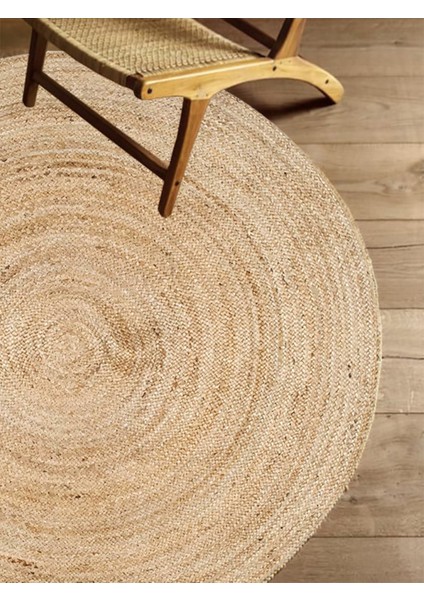 Boho 939 Doğal Hasır Jüt Desenli Örgü Yuvarlak Natural Çift Taraflı Halı modelleri