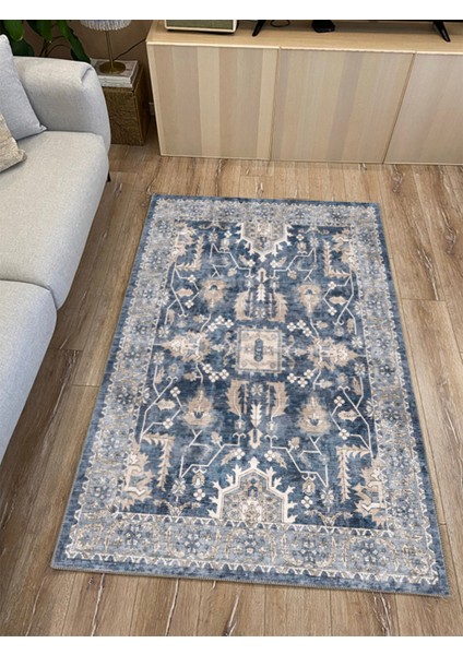 Mars Halı Osmanlı Eskitme Desenli Mavi Zeminli Salon Halısı MARS2259 modelleri
