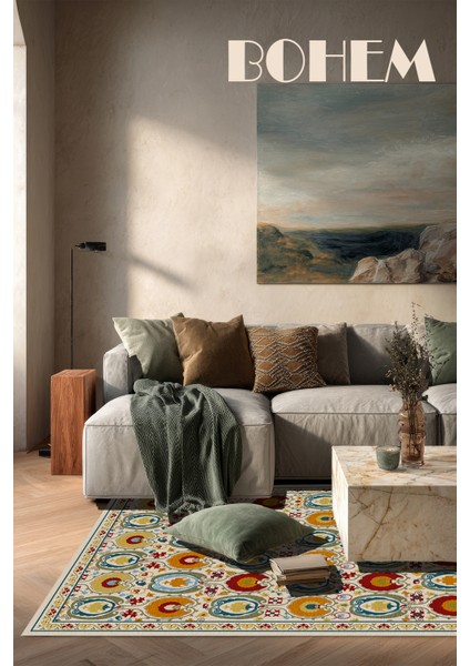 Mars Halı Krem Tonlarında Renkli Dekoratif Halısı MARS262