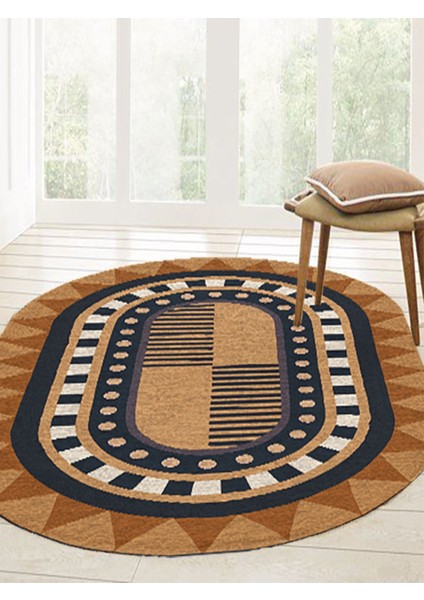 Boho 979 Jüt Hasır Etnik Desenli Oval Jüt Örme Doğal Hasır Natural Oval Halı modelleri