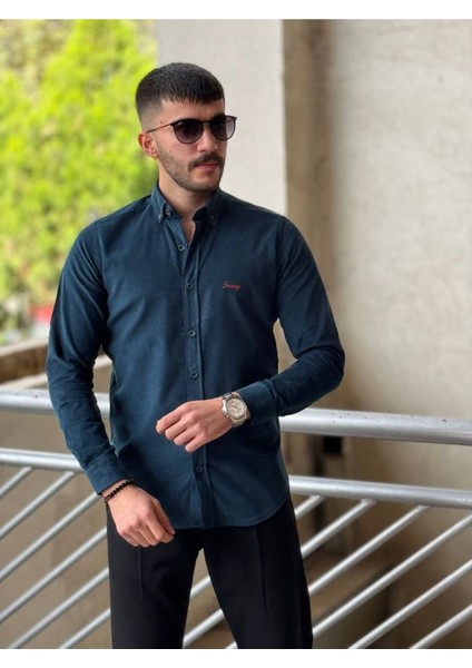 Slimfit Kesim Erkek Kadife Kumaş-Lacivert modelleri