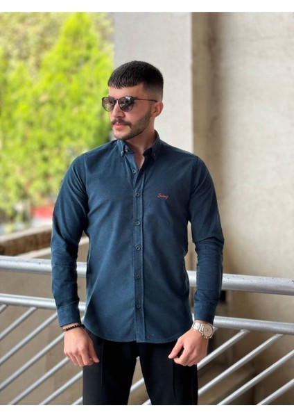 Slimfit Kesim Erkek Kadife Kumaş-Lacivert fırsatları