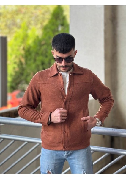 Slimfit Kesim Erkek Kaşmir Yandan Cepli Gömlek-Kıremıt fiyatları