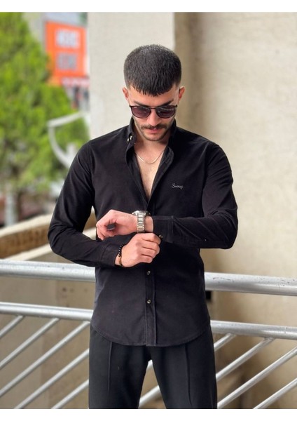 Slimfit Kesim Erkek Kadife Kumaş-Siyah modelleri