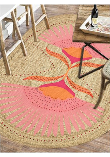 Boho 989 Jüt Hasır Etnik Desenli Oval Jüt Örme Doğal Hasır Natural Oval Halı modelleri