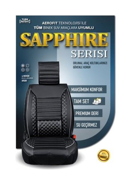 Aldysm Tata Xenon Lüx Deri Oto Koltuk Kılıfı Ön Arka Takım Elit Serisi Siyah Beyaz fiyatları