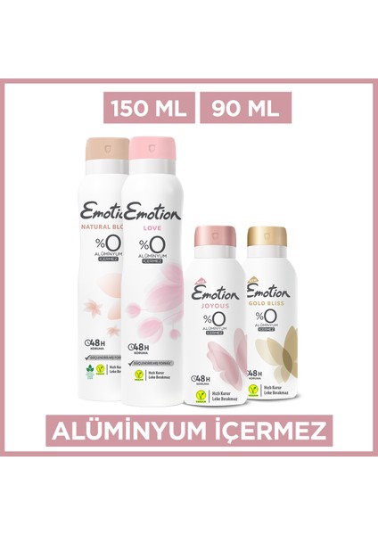 Kadın Deodorant Seti - Natural Bloom, Love 2X150 ml - Gold Bliss,joyous 2X90 ml