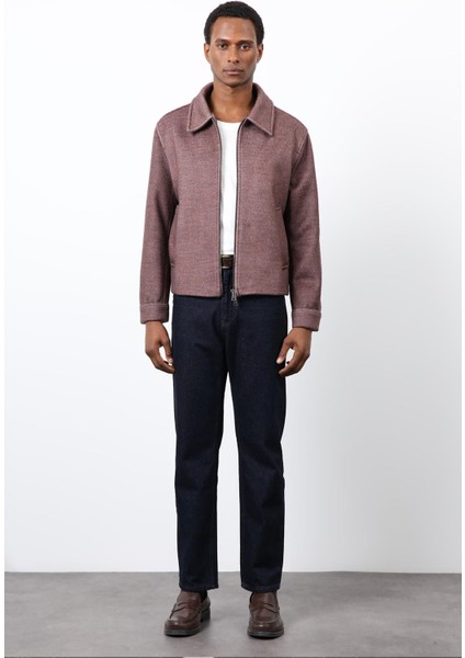 Bordo Yün Karışımlı Erkek Ceket