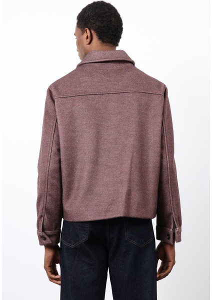 Bordo Yün Karışımlı Erkek Ceket