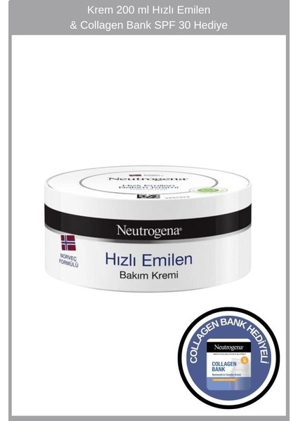 Hızlı Emilen Krem 200 ml & Collagen Bank Şase Hediye