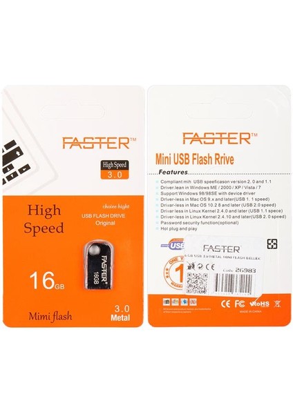 Faster 16 GB Mimi Serisi USB 3.0 Yüksek Hızlı Metal Flash Bellek fırsatları