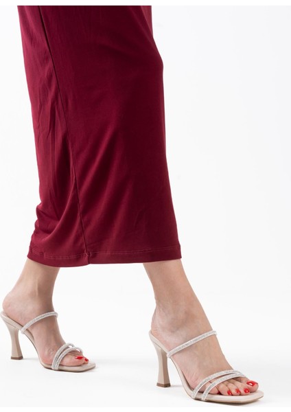 Alvina Bej Taşlı Ince Bantlı Kadın Topuklu Terlik indirimleri