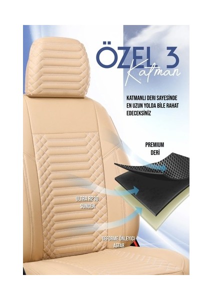 Aldysm Fiat Marea Lüx Full Deri Oto Koltuk Kılıfı Ön Arka Takım (Exclusive) Bej fırsatları
