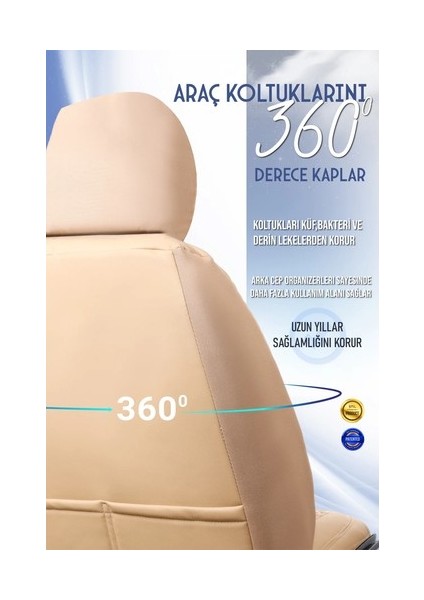 Aldysm Fiat Marea Lüx Full Deri Oto Koltuk Kılıfı Ön Arka Takım (Exclusive) Bej indirimleri