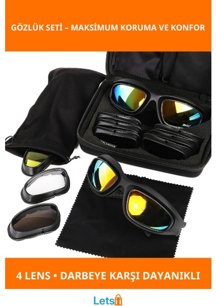 Çok Lensli Dayanıklı Taktik Gözlük Uv Koruma ile Motosiklet ve Avcılık Için Ideal