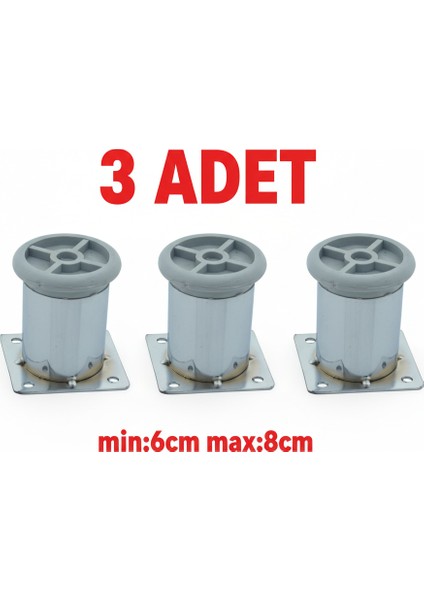 Metal Ayarlanabilir 3 Adet Mobilya Ayağı Metal Tablalı 6cm