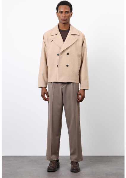 Bej Kruvaze Kapama Kısa Erkek Kaban fiyatları