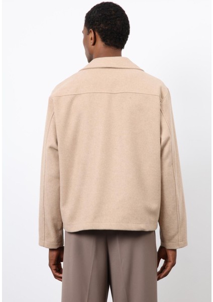 Bej Kruvaze Kapama Kısa Erkek Kaban