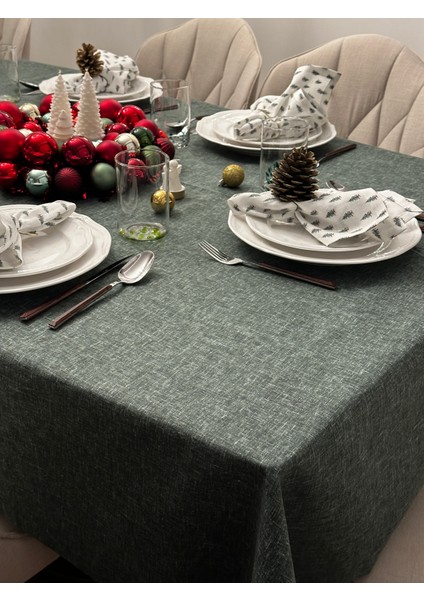 Keten Efektli Yılbaşı Masa Örtüsü Seti fiyatları