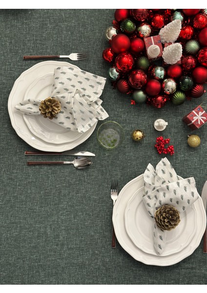 Keten Efektli Yılbaşı Masa Örtüsü Seti modelleri