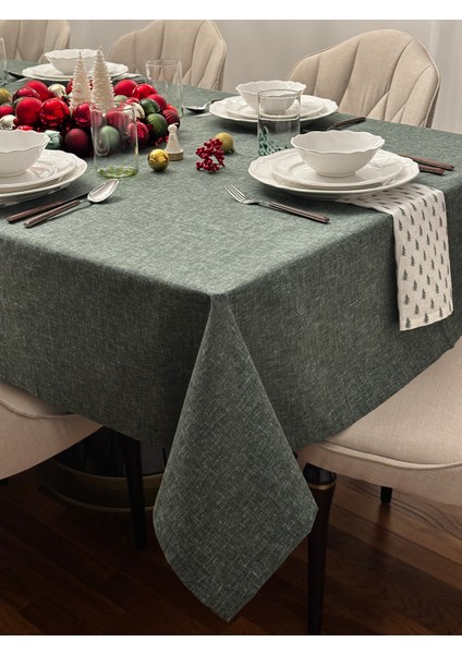 Keten Efektli Yılbaşı Masa Örtüsü Seti fırsatları