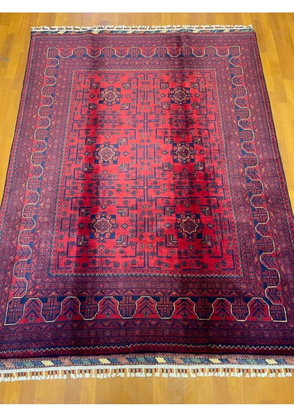El Dokuma Afgan Halı Yıldız Desenli Bordo Renk 3 Metre Kare fiyatları