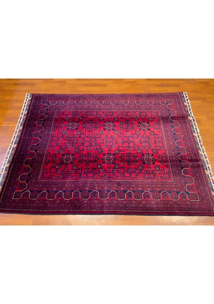 El Dokuma Afgan Halı Yıldız Desenli Bordo Renk 3 Metre Kare fırsatları