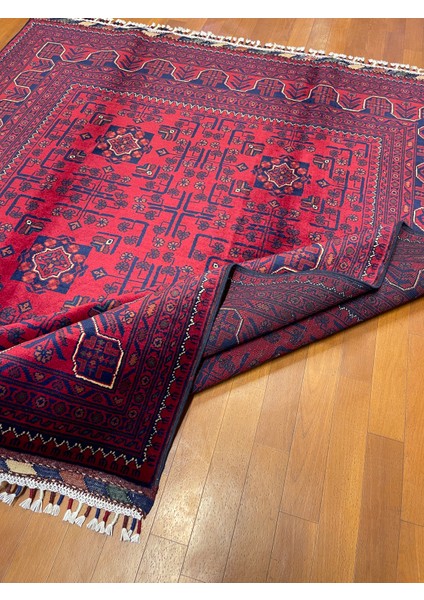 El Dokuma Afgan Halı Yıldız Desenli Bordo Renk 3 Metre Kare indirimleri