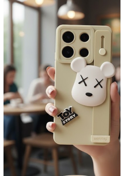 Tecno Spark Go 2023 Uyumlu Kılıf Bej Renk 3D Figürlü Darbe Emici Yumuşak Silikon Kapak modelleri